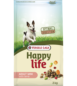 Croquettes Happy Life Adulte Mini à l'agneau pour chien de petite race.