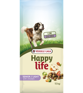 Croquettes Happy Life Senior de 15 kg pour chien âgé.