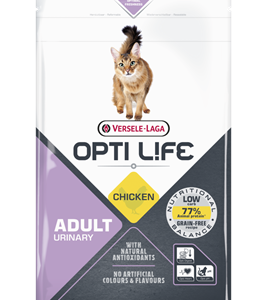 Croquettes premium Opti Life Adulte Urinary au poulet pour la santé urinaire du chat.