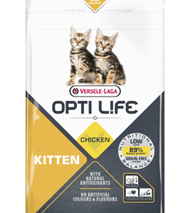 Croquettes premium sans céréales Opti Life Kitten pour chaton.