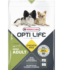 Croquettes Opti Life Adulte Mini au poulet pour chien de petite race.