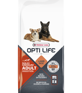 Croquettes Opti Life Adulte Digestion à l'agneau pour chien sensible.