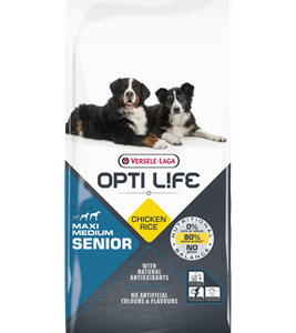 Croquettes Opti Life Senior au poulet pour chien âgé.