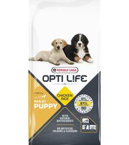 Croquettes Opti Life Chiot Maxi au poulet pour jeune chien de grande race.