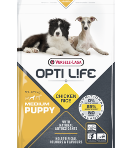 Croquettes Opti Life Chiot Medium au poulet pour chiot de race moyenne.