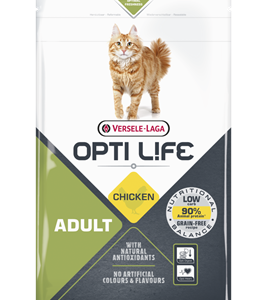 Croquettes premium sans céréales Opti Life Adulte au poulet pour chat.