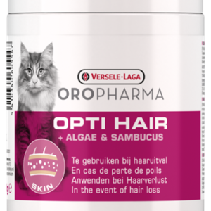 Complément alimentaire Opti Hair pour chat contre la perte de poils excessive.