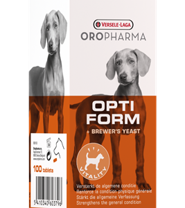 Complément alimentaire Opti Form pour le renfort général et la vitalité du chien.