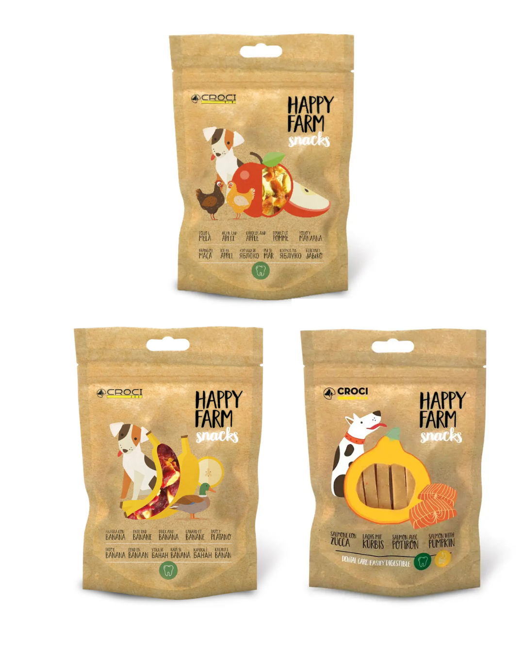 Sachet de friandises naturelles Happy Farm pour chien.