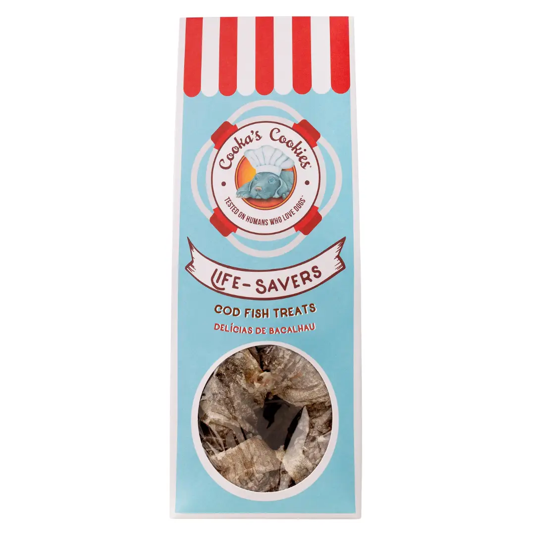 Anneau et bonbons de poisson naturels pour chien.