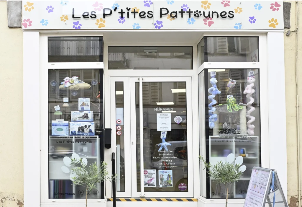 Vitrine et présentation de la boutique Les Ptites Pattounes.